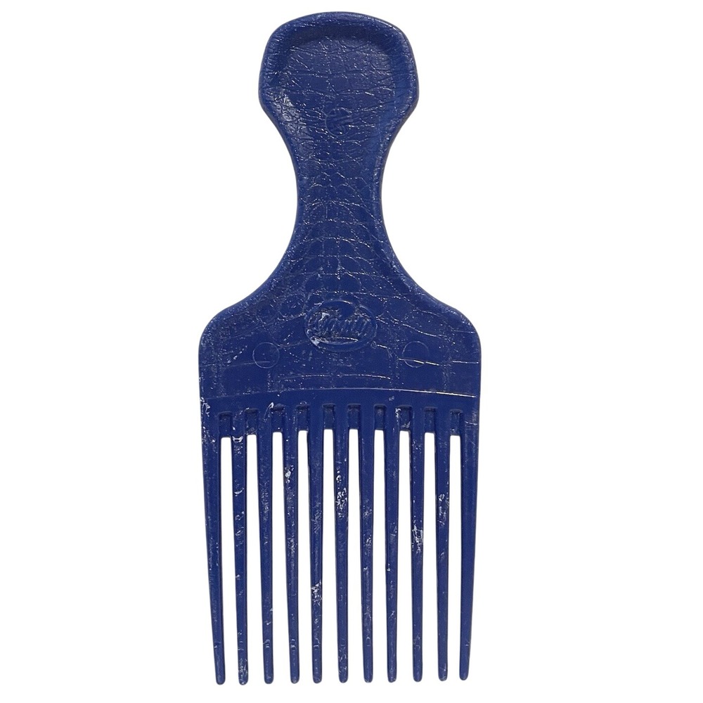 Vintage Used Goody Large Blue‎ Lift Hair Pick Faux Croc Snake Skin Leather